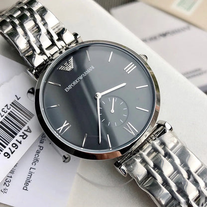 Emporio Armani Gianni T-Bar AR1676 Black Dial Small Seconds Watch