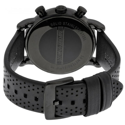 Emporio Armani Luigi AR1737 All Black Perforated Leather Watch