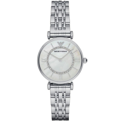 Emporio Armani AR1908 Women’s White Dial Silver Stainless Steel Gianni T-Bar Watch