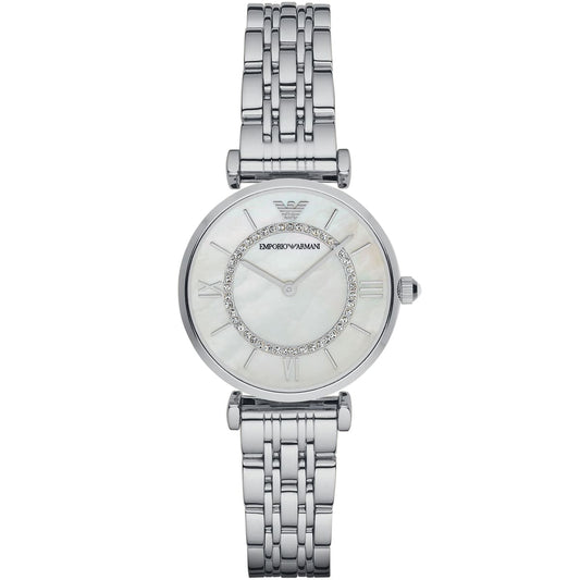 Emporio Armani AR1908 Women’s White Dial Silver Stainless Steel Gianni T-Bar Watch
