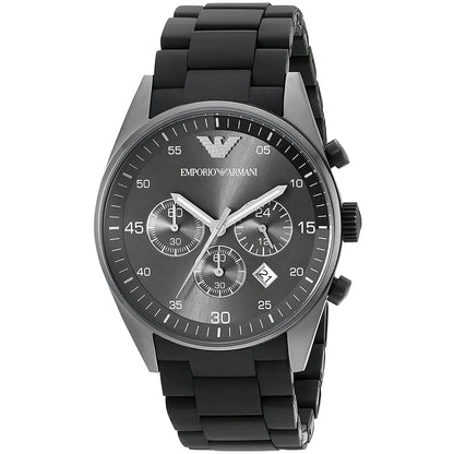 Emporio Armani Tazio AR5889 Sportivo Black Rubber Chronograph Watch
