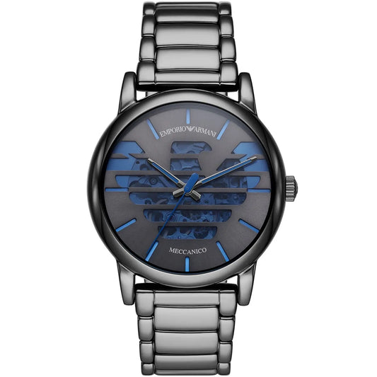 Emporio Armani Luigi AR60029 Meccanico Skeleton Gunmetal & Blue Watch