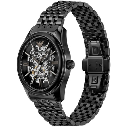 Emporio Armani Antonio AR60093 All Black Automatic Skeleton Men's Watch