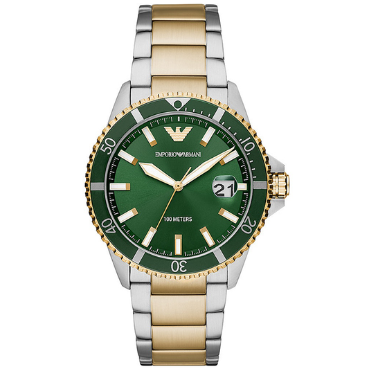 Emporio Armani AR80063 Two-Tone Green Diver Style Watch