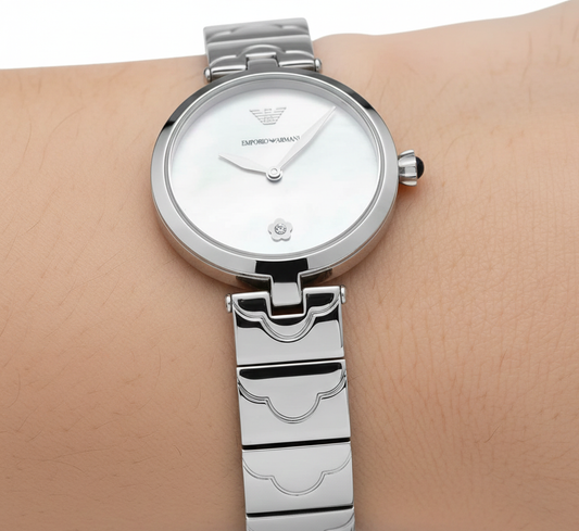 Emporio Armani Arianna AR11235 Silver Floral Link Watch