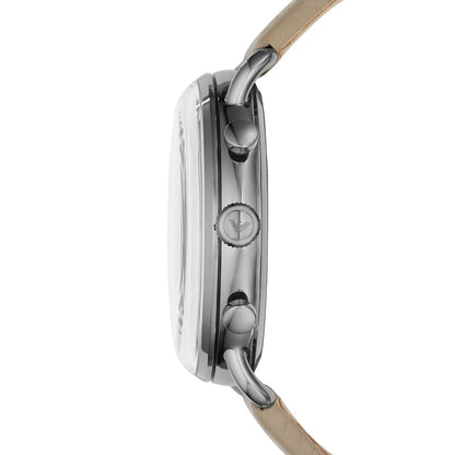 Emporio Armani Aviator AR11107 Beige Leather Gunmetal Watch