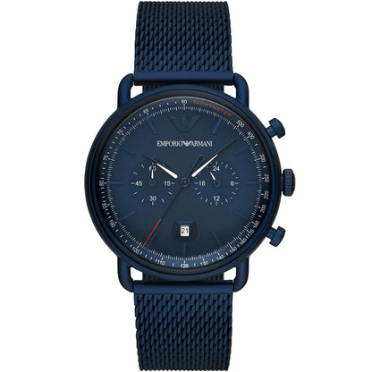 Emporio Armani Aviator AR11289 All-Blue Mesh Chronograph Watch