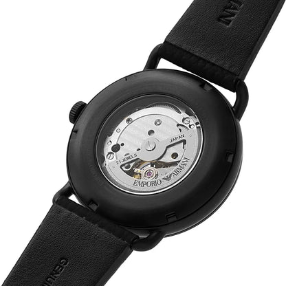 Emporio Armani Aviator AR60028 Meccanico Automatic Black Leather Watch