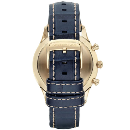 Emporio Armani Beta AR1862 Blue Leather Gold Watch