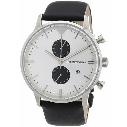 Emporio Armani Classic AR0385 White Panda Dial Leather Watch