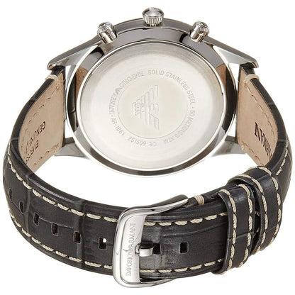 Emporio Armani AR1861 Classic Silver Grey Leather Watch