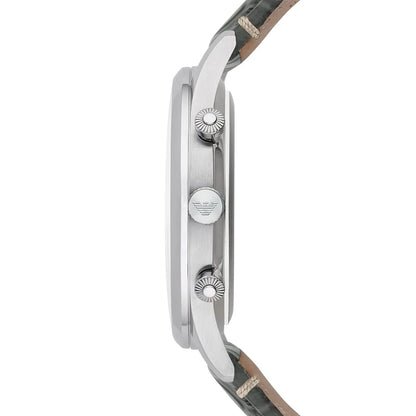 Emporio Armani AR1861 Classic Silver Grey Leather Watch