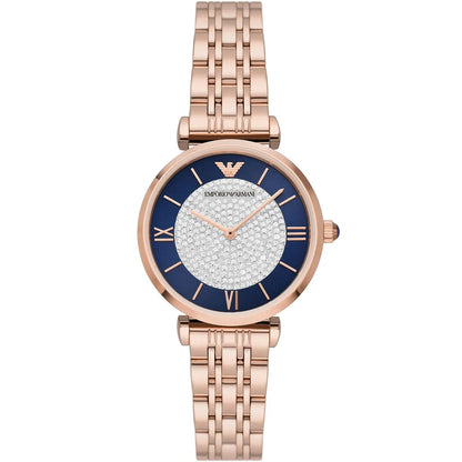 Emporio Armani Gianni T-Bar AR11423 Rose Gold & Navy Crystal Ladies Watch