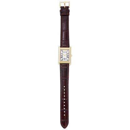 Emporio Armani Gino AR11665 Gold-Tone Rectangular Watch with Brown Leather