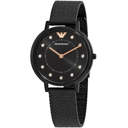 Emporio Armani Kappa AR11252 Black Mesh Strap Crystal Watch