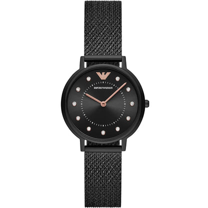 Emporio Armani Kappa AR11252 Black Mesh Strap Crystal Watch