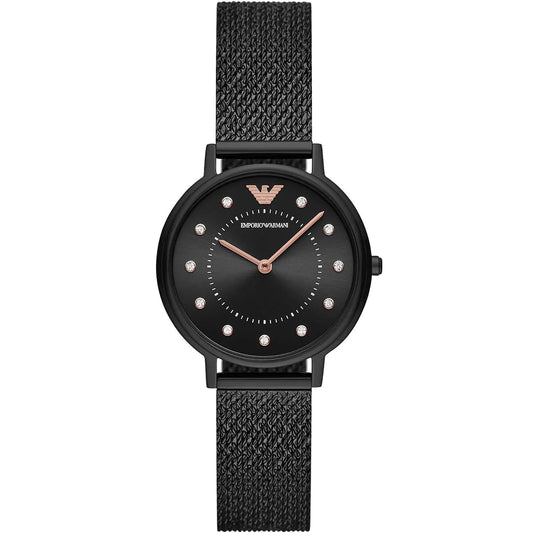 Emporio Armani Kappa AR11252 Black Mesh Strap Crystal Watch