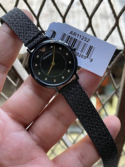 Emporio Armani Kappa AR11252 Black Mesh Strap Crystal Watch