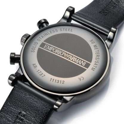 Emporio Armani Luigi AR1737 All Black Perforated Leather Watch
