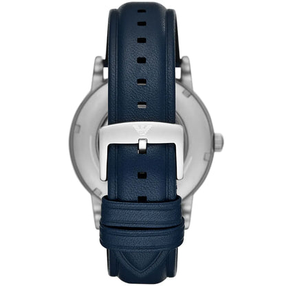 Emporio Armani Luigi AR60030 Meccanico Automatic Skeleton Blue Leather Watch