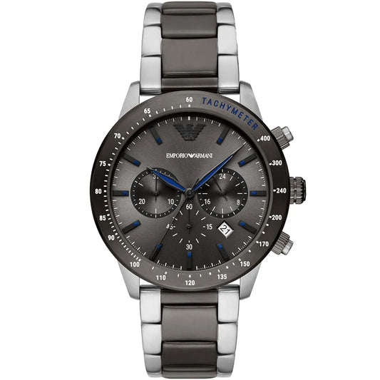 Emporio Armani Mario AR11391 Grey Dial Blue Accents Watch