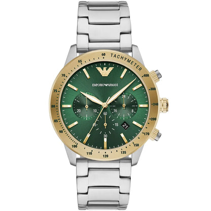Emporio Armani Mario AR11454 Green Dial Gold Bezel Watch