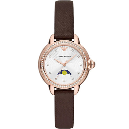 Emporio Armani Mia AR11568 Rose Gold Moonphase Watch with Crystal Bezel