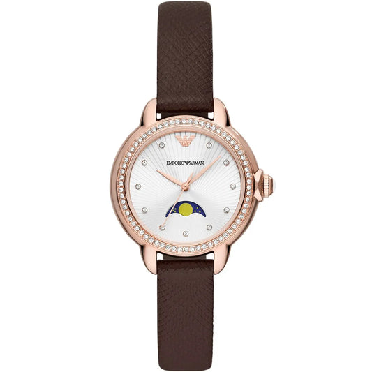 Emporio Armani Mia AR11568 Rose Gold Moonphase Watch with Crystal Bezel