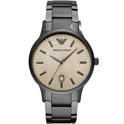 Emporio Armani Renato AR11183 Gunmetal Watch with Beige Geometric Dial