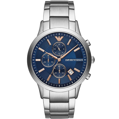 Emporio Armani Renato AR11458 Blue Dial Rose Gold Accents Watch