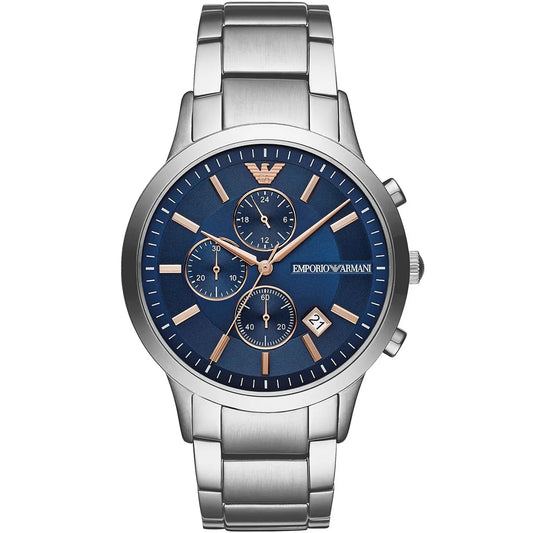 Emporio Armani Renato AR11458 Blue Dial Rose Gold Accents Watch