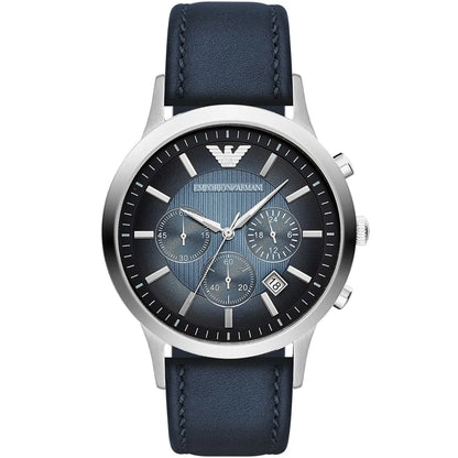 Emporio Armani Renato AR2473 Navy Blue Leather Chronograph Watch