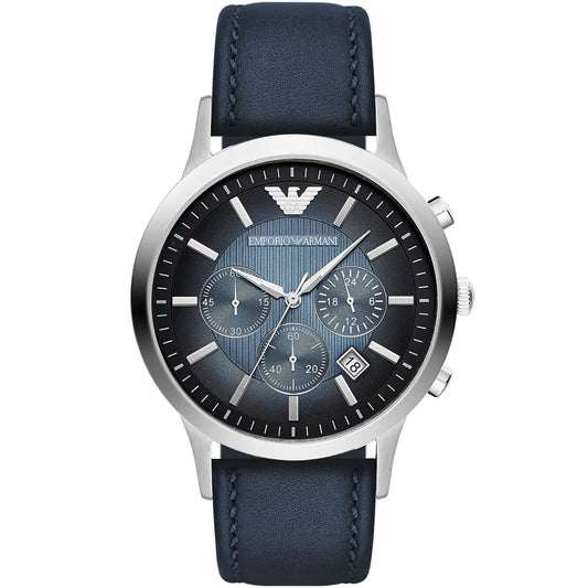 Emporio Armani Renato AR2473 Navy Blue Leather Chronograph Watch