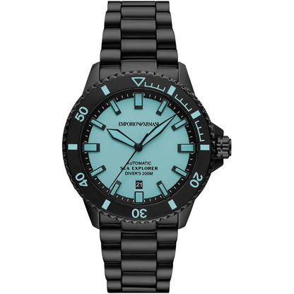 Emporio Armani Sea Explorer AR60084 Automatic Tiffany Blue Dial Black Watch