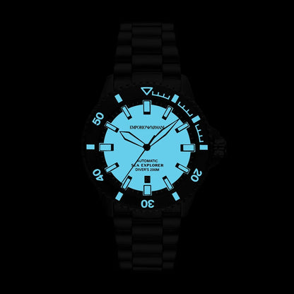 Emporio Armani Sea Explorer AR60084 Automatic Tiffany Blue Dial Black Watch