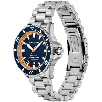 Emporio Armani Sea Explorer AR60090 Automatic Blue & Orange Diver's Watch