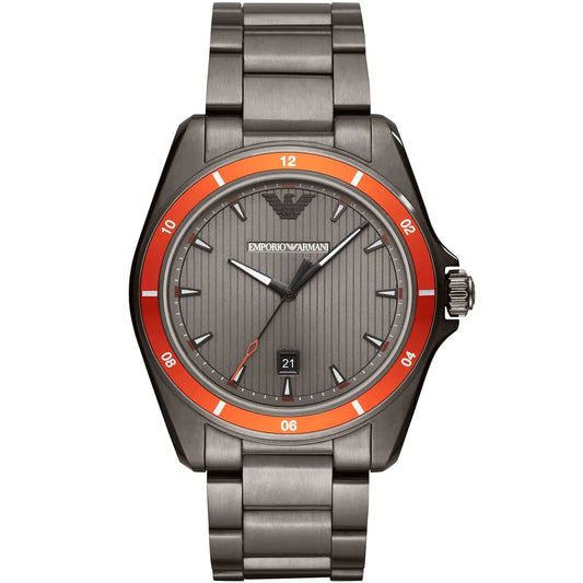 Emporio Armani Sigma AR11178 Gunmetal Watch with Orange Bezel