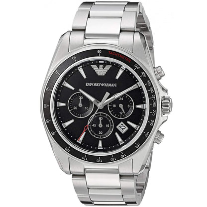 Emporio Armani Sigma AR6098 Silver Steel Black Dial Watch