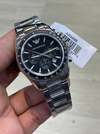 Emporio Armani Sigma AR6098 Silver Steel Black Dial Watch