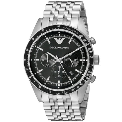Emporio Armani Sportivo AR5988 Black Dial Silver Chronograph Watch
