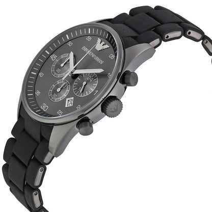 Emporio Armani Tazio AR5889 Sportivo Black Rubber Chronograph Watch