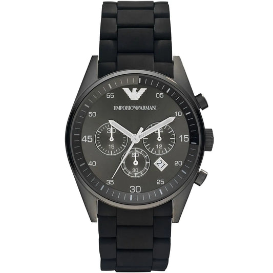 Emporio Armani Tazio AR5889 Sportivo Black Rubber Chronograph Watch