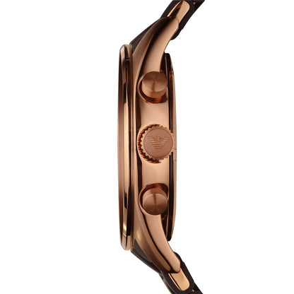Emporio Armani Tazio AR5890 Brown Silicone & Rose Gold Watch