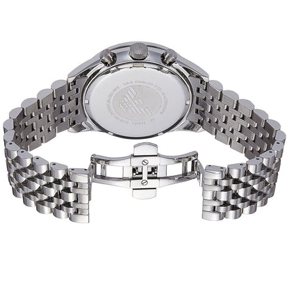 Emporio Armani Tazio AR6073 Silver Dial Black Bezel Watch
