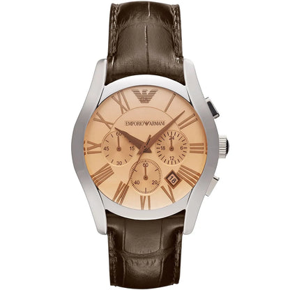 Emporio Armani Valente AR1634 Champagne Dial Brown Leather Watch