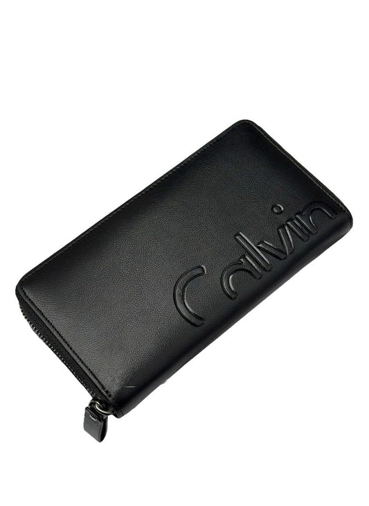 CK Long Black Leather Wallet For Unisex 76#
