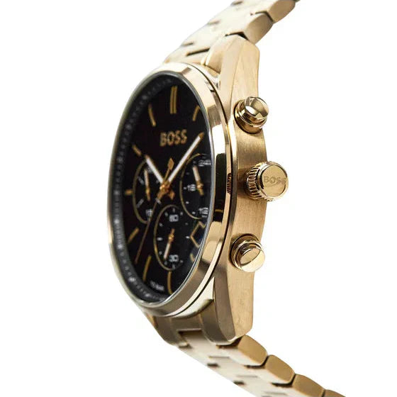 Hugo Boss Champion 1513848 Gold-Tone Black Dial Chronograph Men's Watch