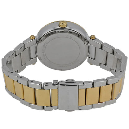 Michael Kors Parker MK6055 Two-Tone Watch with Crystal Bezel and Multi-Function Dial