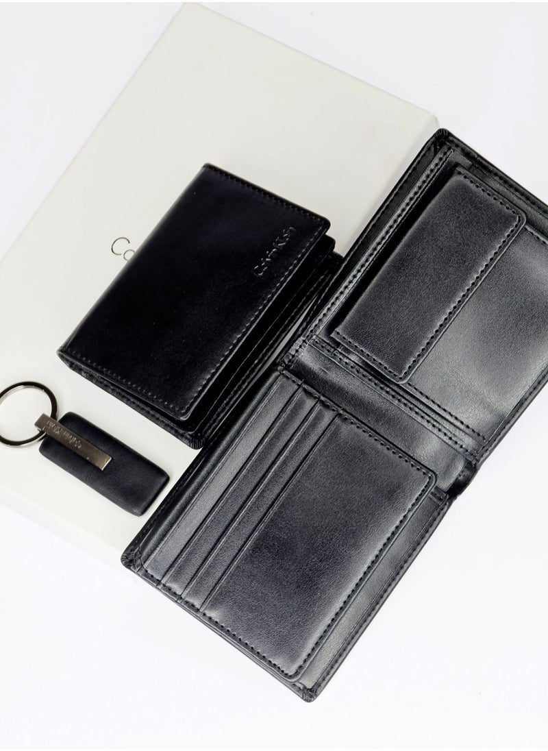 CK Black Leather Wallet-Keychain-Card Holder Set For Men 7#