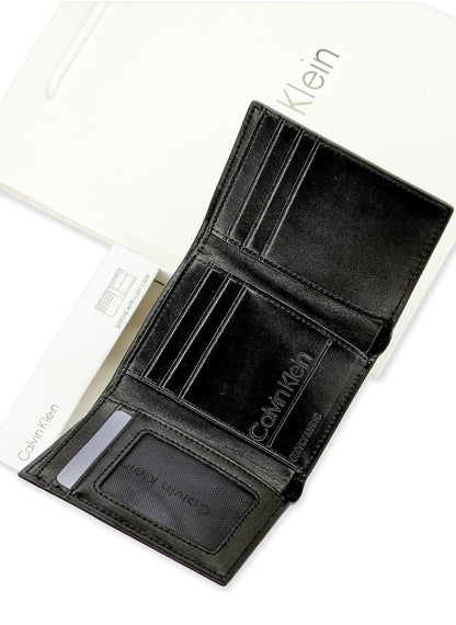CK Monogram Trifold Black Wallet For Men 62#